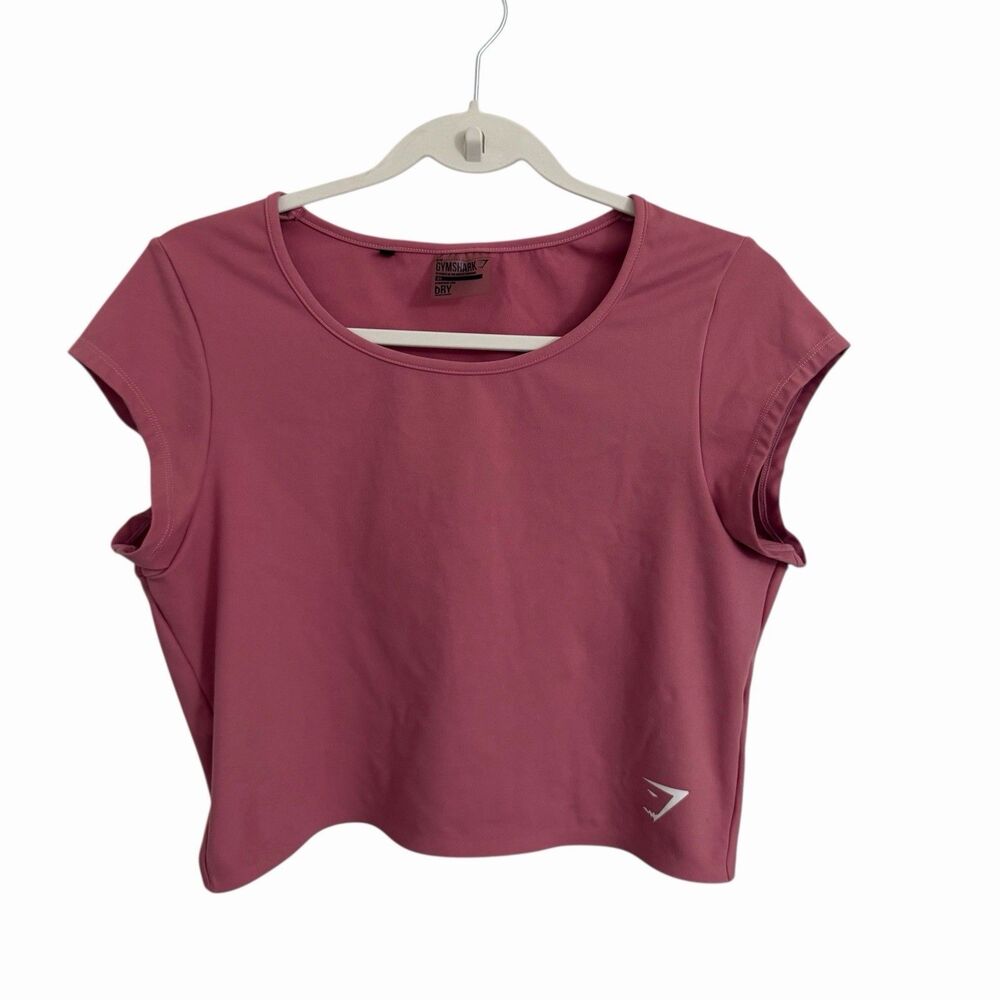 Gymshark Dreamy Crop Top Womens‎ XL Pink Cap Sleeve Stretch Athletic Gym Workout